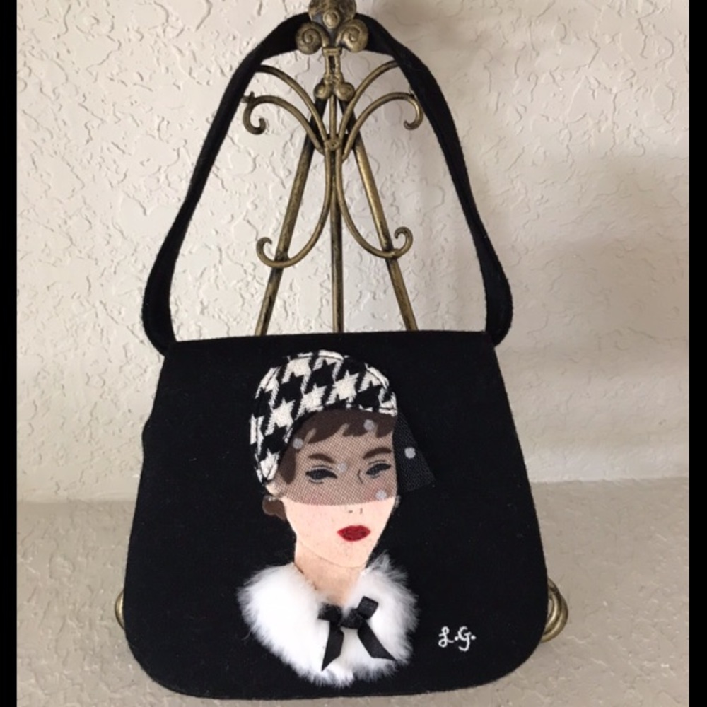 Lulu Guinness Black Audrey Hepburn Purse